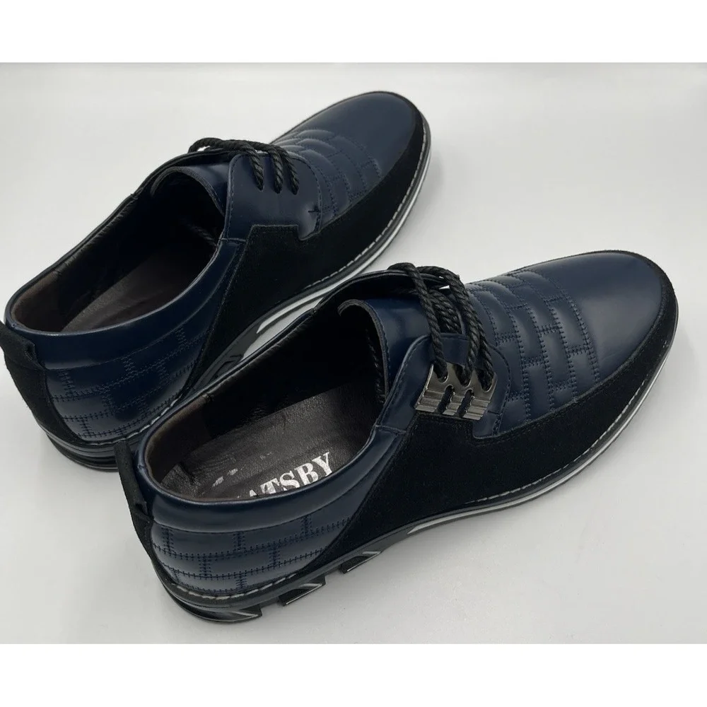 Gatsby Mens Black Blue Oxford Shoes Size 9.5 Modern Dress Casual Lace Up Derby